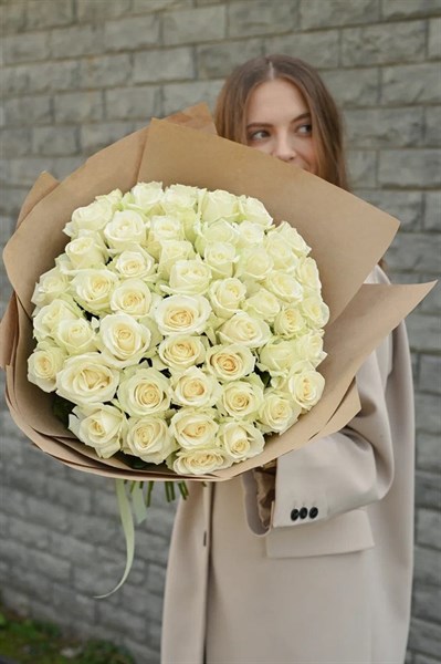 Белая роза 50см одн 51шт 149220 - фото 629712