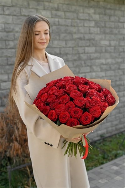 Красная роза 50см одн 51шт 149224 - фото 629961