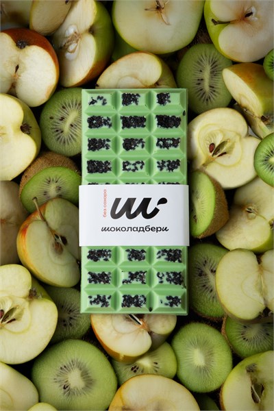Шоколад "Киви-яблоко с черным кунжутом" 100 гр 990 - фото 635986
