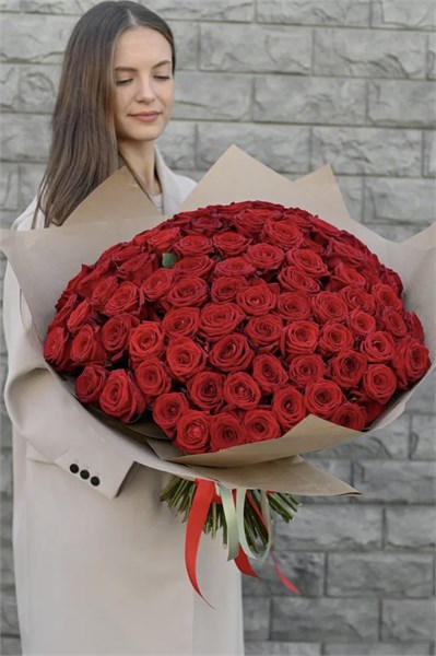 Красная роза 60см одн 101шт 149229 - фото 636148