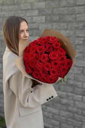 Красная роза 50см одн 31шт 149223