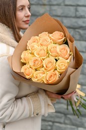 Персиковая роза  15 шт 149274