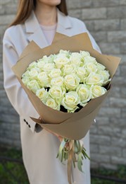 Белая роза 50см одн 31шт 149218-2