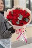 Малиновые розы Кения 40см с эвкалиптом (25шт) 45945894589 - фото 635871