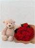 Набор Красные розы 50см (21шт) + Мишка бежевый 25см 90969088 - фото 635916